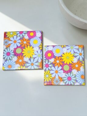 Vibrant Floral Coaster Set